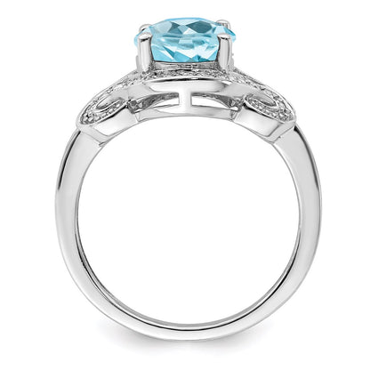 Sterling Silver Rhodium Diamond u0026 Sky Blue Topaz Ring