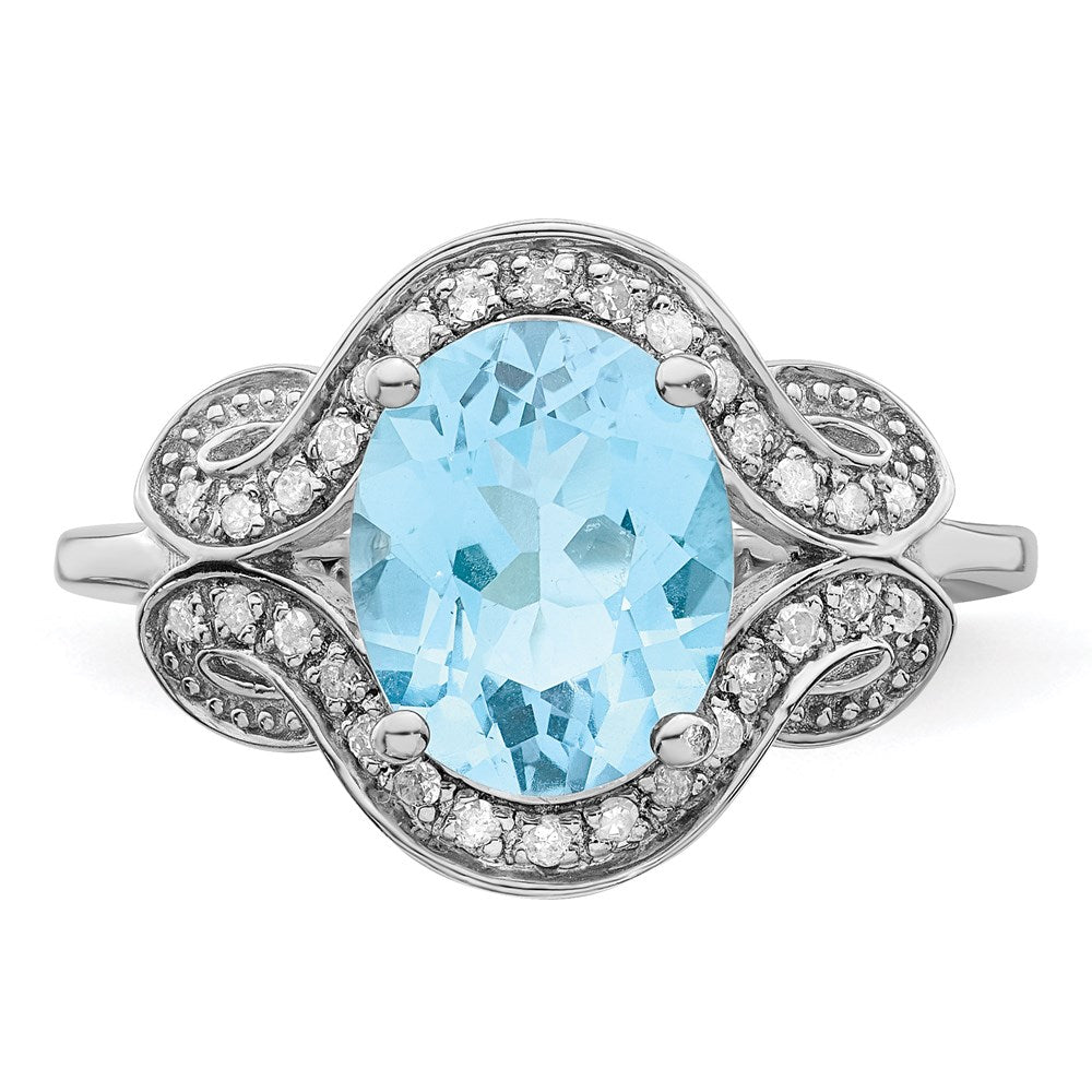Sterling Silver Rhodium Diamond u0026 Sky Blue Topaz Ring