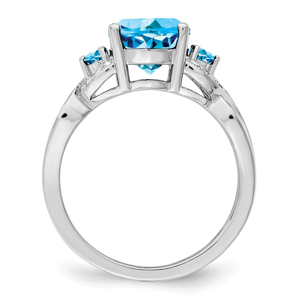 Sterling Silver Rhodium Diamond u0026 Blue Topaz Ring