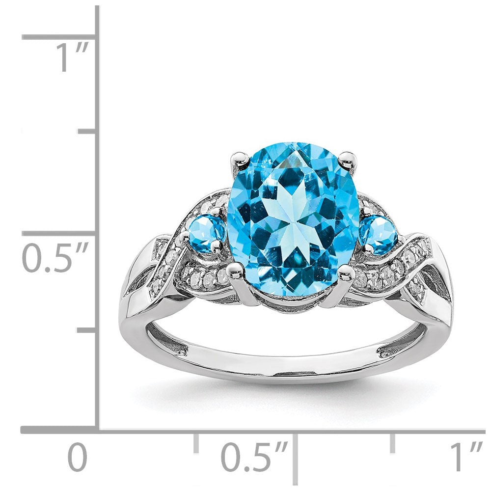 Sterling Silver Rhodium Diamond u0026 Blue Topaz Ring