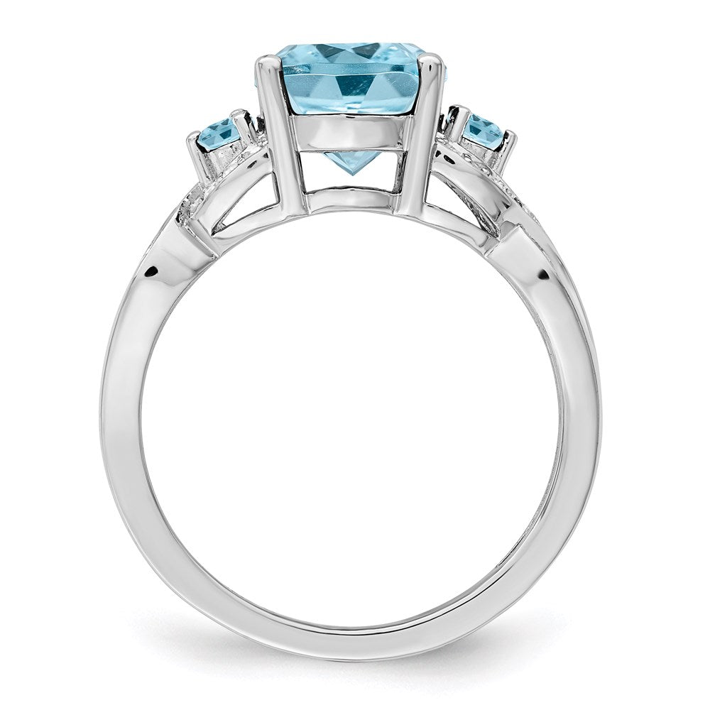Sterling Silver Rhodium Diamond u0026 Sky Blue Topaz Ring