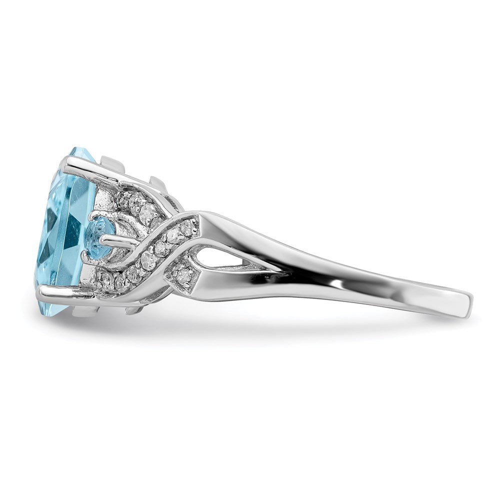 Sterling Silver Rhodium Diamond u0026 Sky Blue Topaz Ring