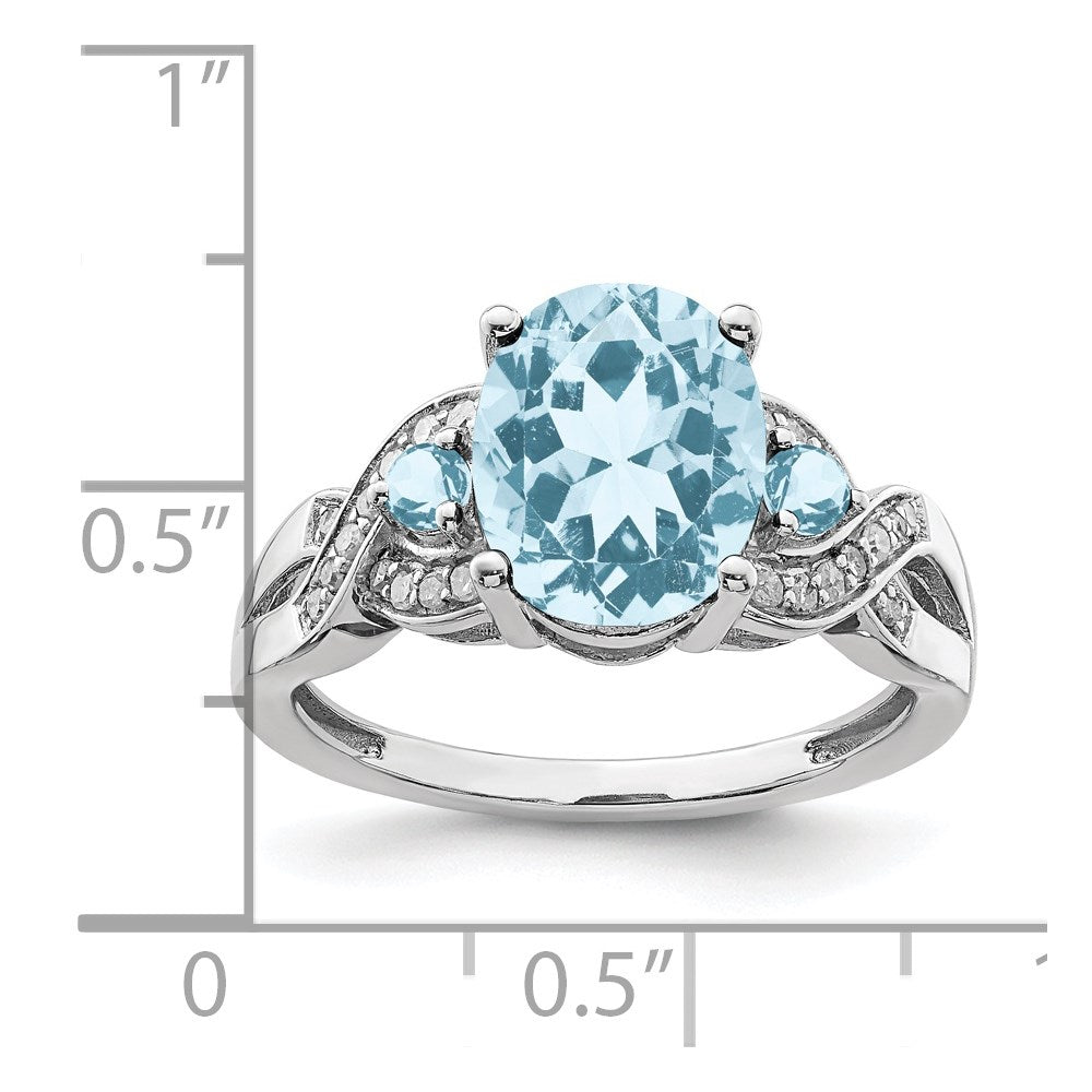 Sterling Silver Rhodium Diamond u0026 Sky Blue Topaz Ring