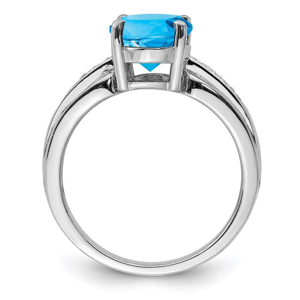 Sterling Silver Rhodium Diamond u0026 Blue Topaz Ring