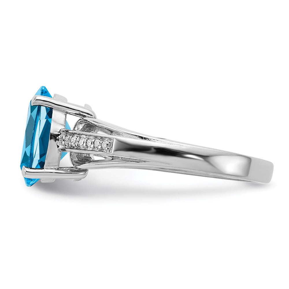 Sterling Silver Rhodium Diamond u0026 Blue Topaz Ring