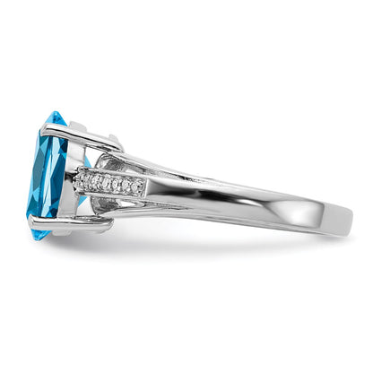 Sterling Silver Rhodium Diamond u0026 Blue Topaz Ring