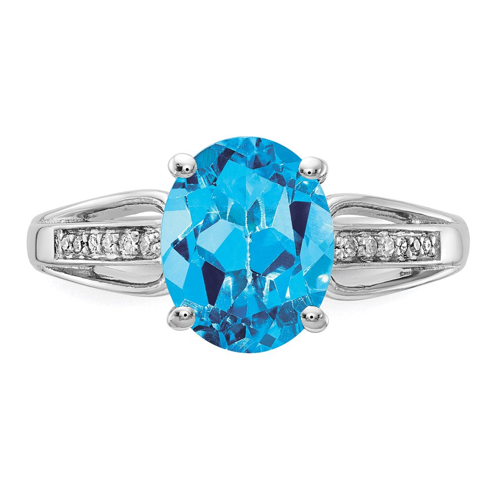 Sterling Silver Rhodium Diamond u0026 Blue Topaz Ring