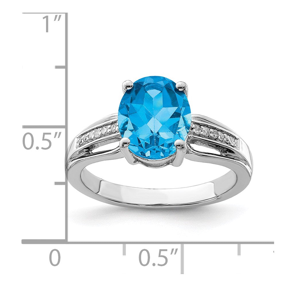 Sterling Silver Rhodium Diamond u0026 Blue Topaz Ring