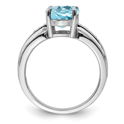 Sterling Silver Rhodium Diamond u0026 Sky Blue Topaz Ring
