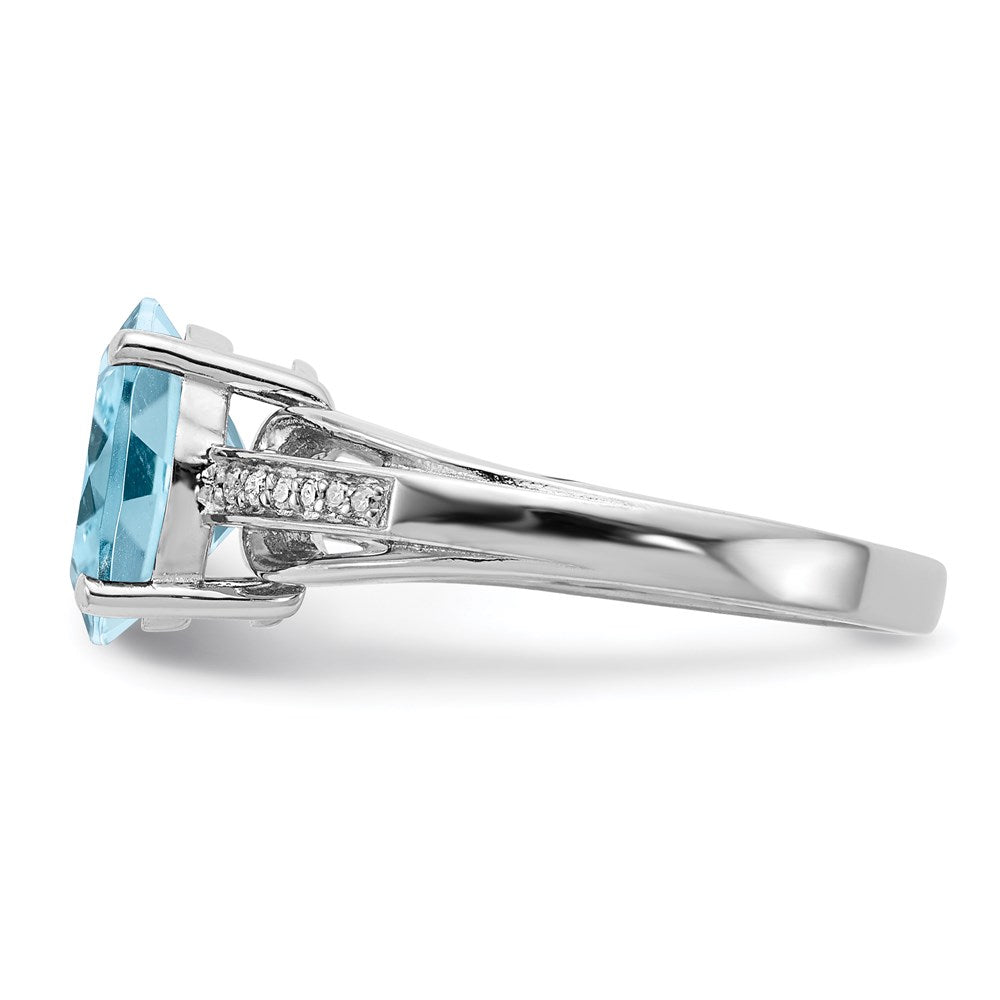 Sterling Silver Rhodium Diamond u0026 Sky Blue Topaz Ring