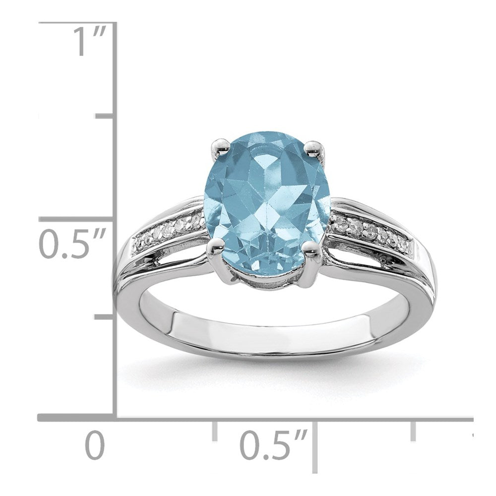 Sterling Silver Rhodium Diamond u0026 Sky Blue Topaz Ring