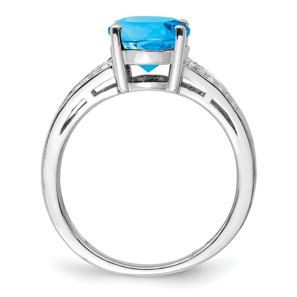 Sterling Silver Rhodium Diamond u0026 Blue Topaz Ring