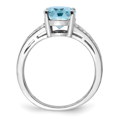 Sterling Silver Rhodium Diamond u0026 Sky Blue Topaz Ring