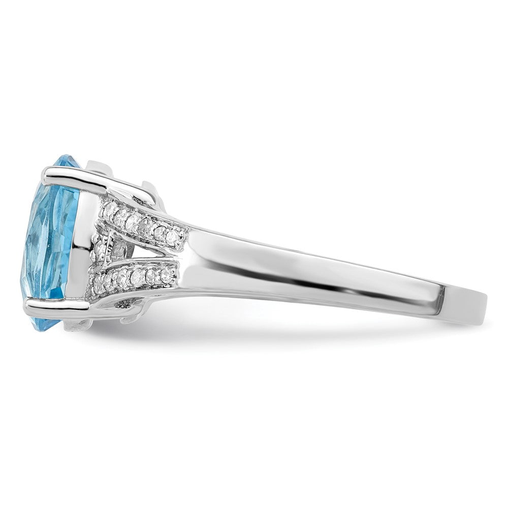 Sterling Silver Rhodium Diamond u0026 Sky Blue Topaz Ring