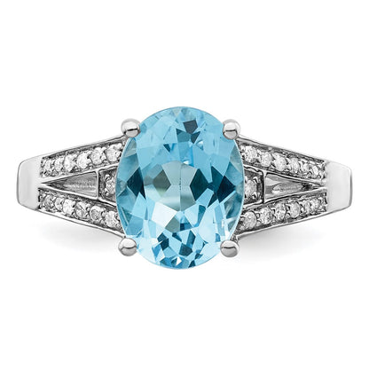 Sterling Silver Rhodium Diamond u0026 Sky Blue Topaz Ring