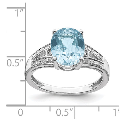 Sterling Silver Rhodium Diamond u0026 Sky Blue Topaz Ring