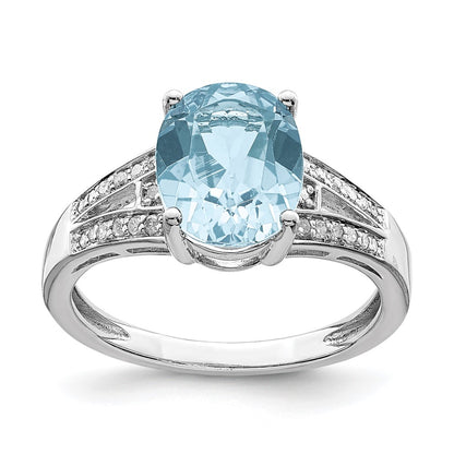 Sterling Silver Rhodium Diamond u0026 Sky Blue Topaz Ring