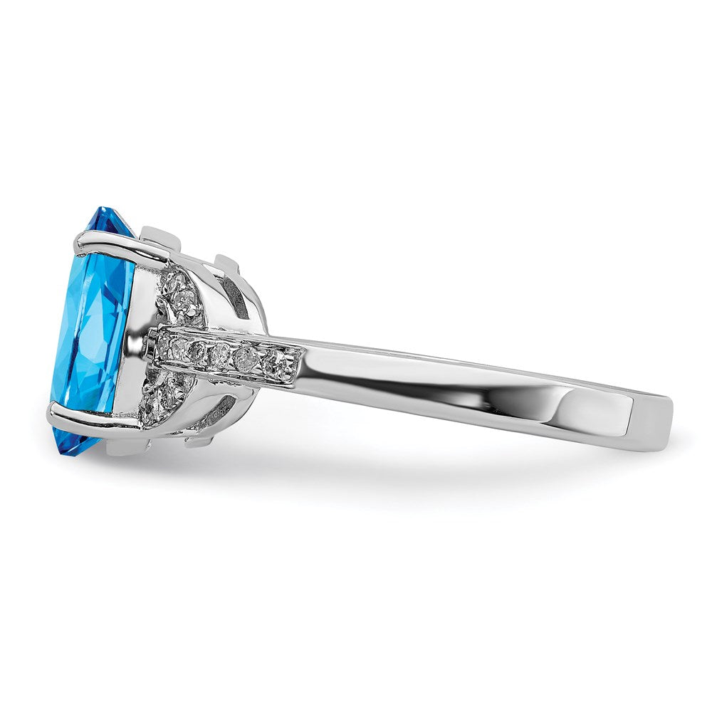 Sterling Silver Rhodium Diamond u0026 Blue Topaz Ring