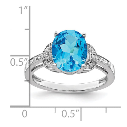 Sterling Silver Rhodium Diamond u0026 Blue Topaz Ring