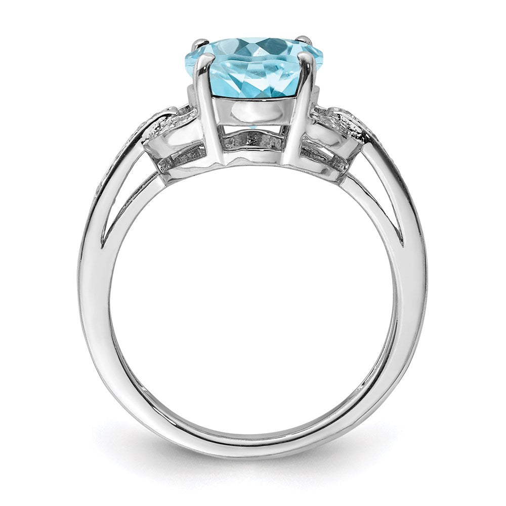 Sterling Silver Rhodium Diamond u0026 Sky Blue Topaz Ring