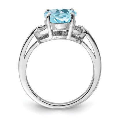 Sterling Silver Rhodium Diamond u0026 Sky Blue Topaz Ring