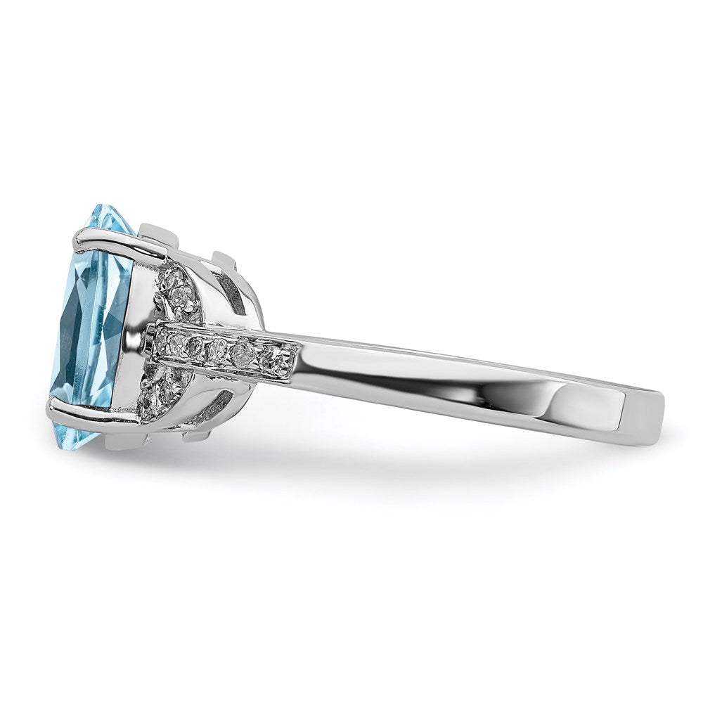 Sterling Silver Rhodium Diamond u0026 Sky Blue Topaz Ring