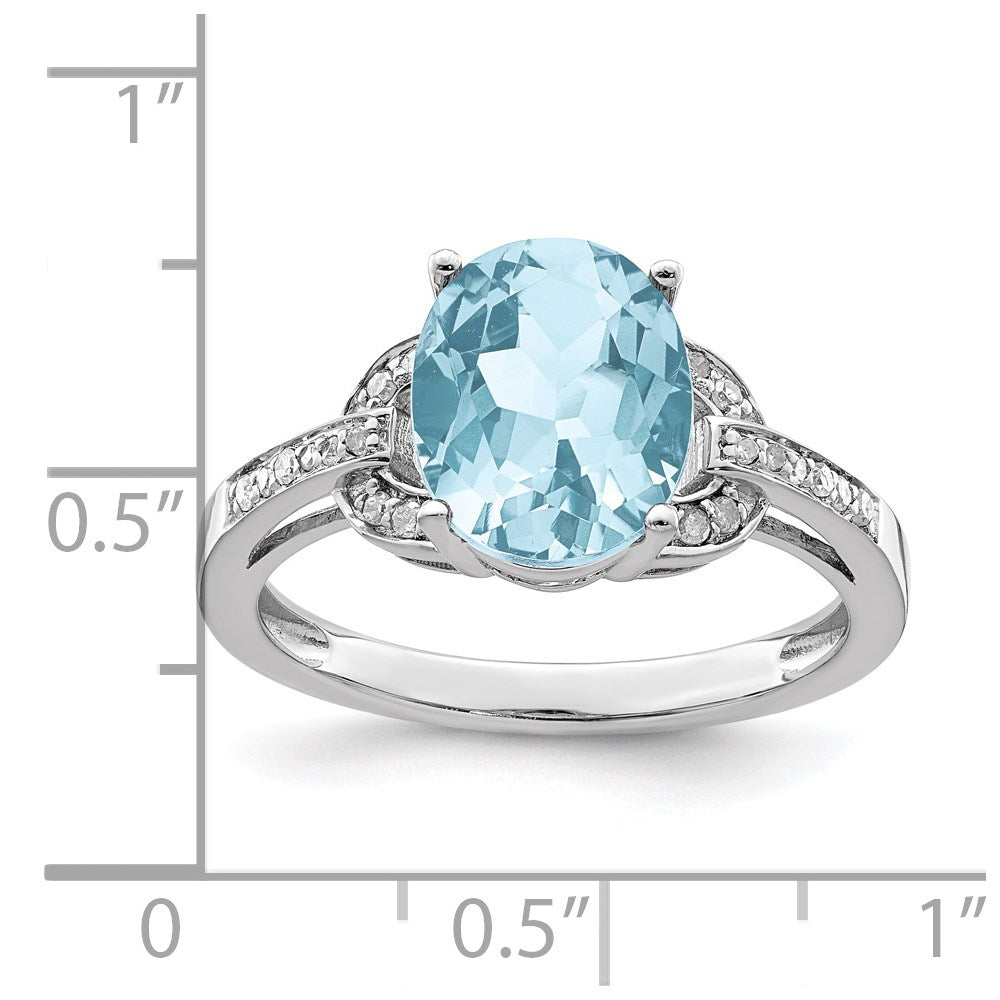 Sterling Silver Rhodium Diamond u0026 Sky Blue Topaz Ring