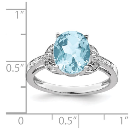 Sterling Silver Rhodium Diamond u0026 Sky Blue Topaz Ring