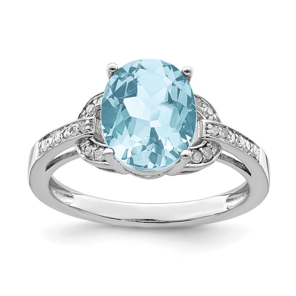 Sterling Silver Rhodium Diamond u0026 Sky Blue Topaz Ring