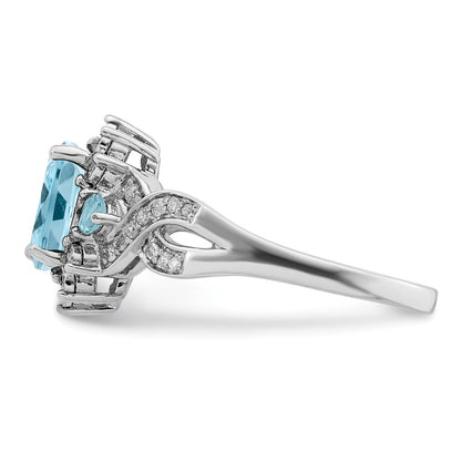 Sterling Silver Rhodium Diamond u0026 Sky Blue Topaz Ring