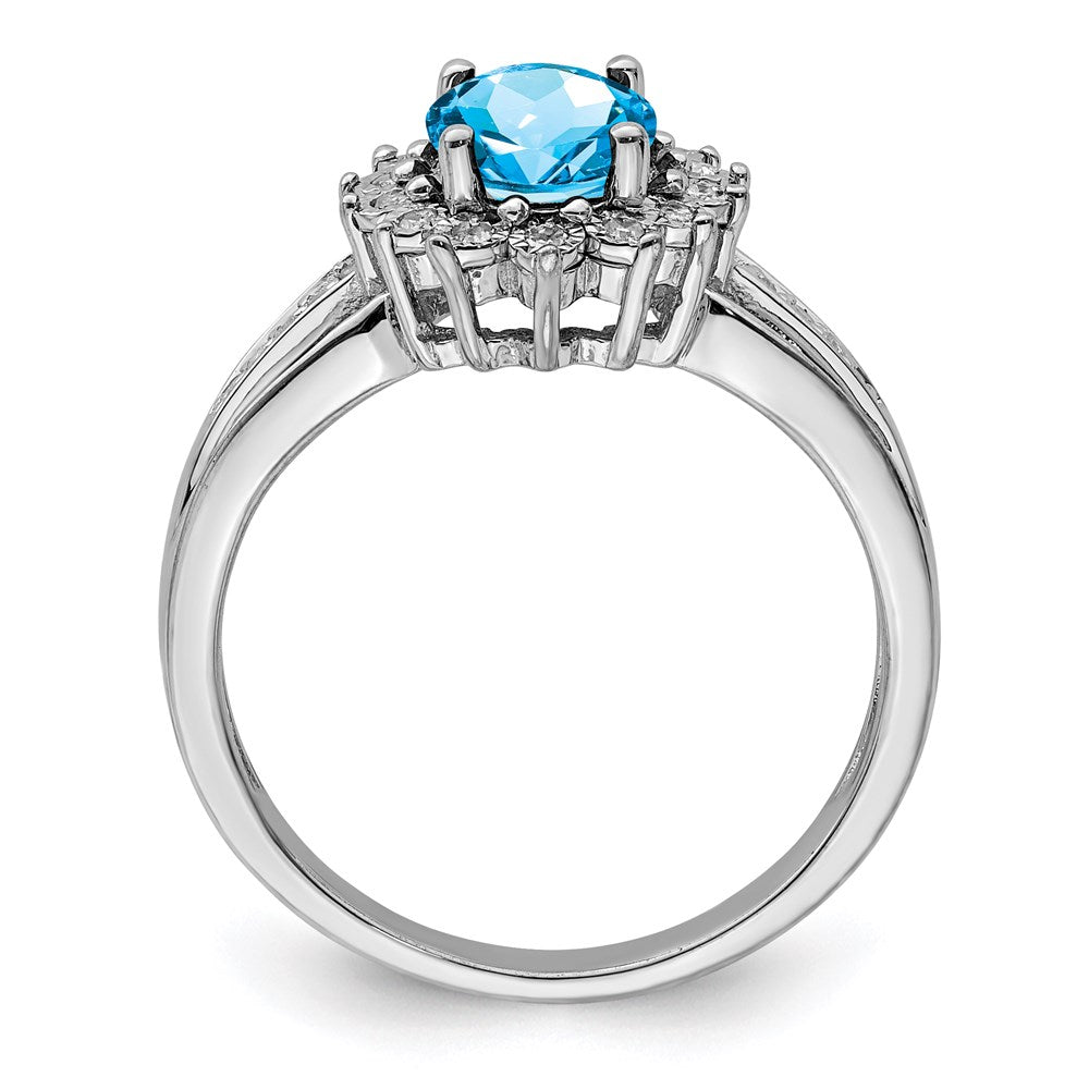 Sterling Silver Rhodium Diamond u0026 Blue Topaz Ring
