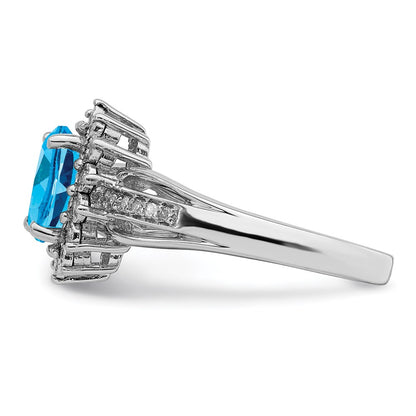 Sterling Silver Rhodium Diamond u0026 Blue Topaz Ring
