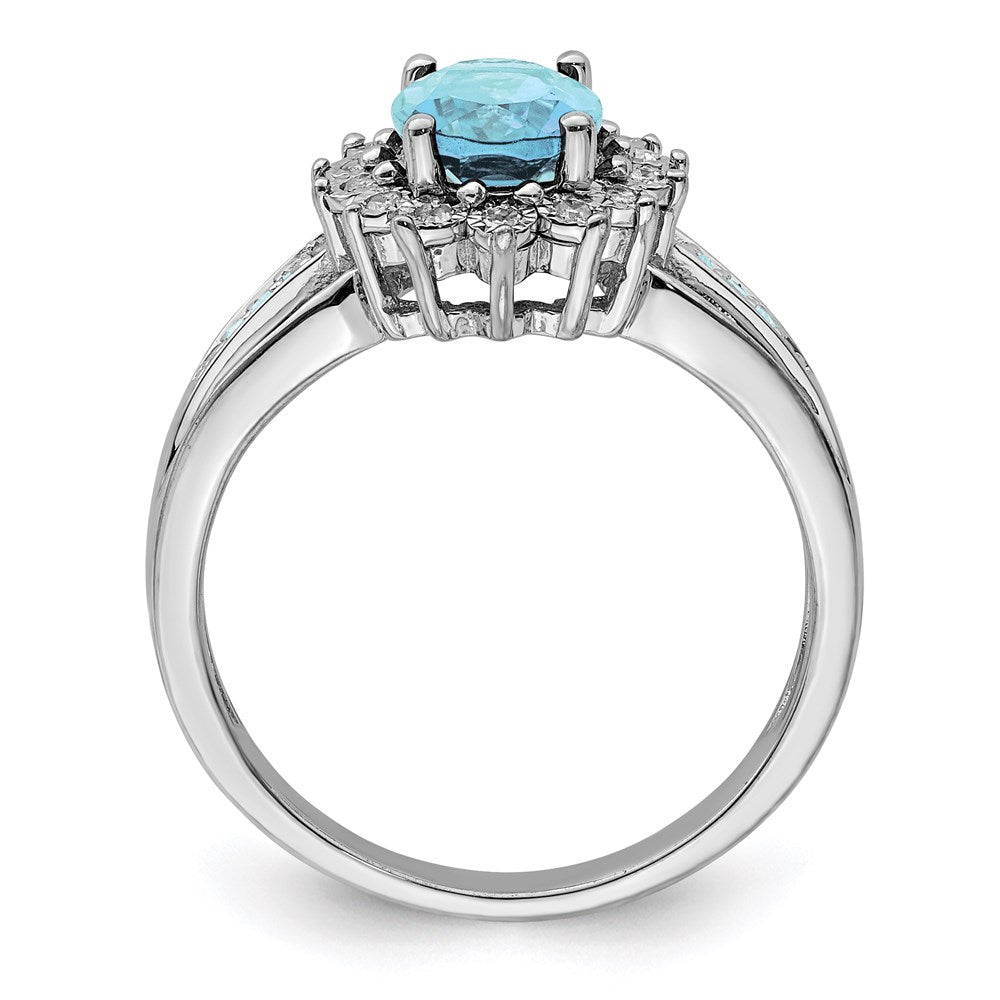 Sterling Silver Rhodium Diamond u0026 Sky Blue Topaz Ring