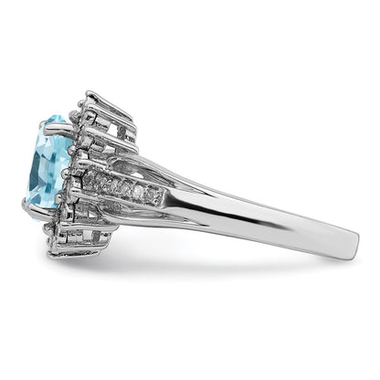 Sterling Silver Rhodium Diamond u0026 Sky Blue Topaz Ring