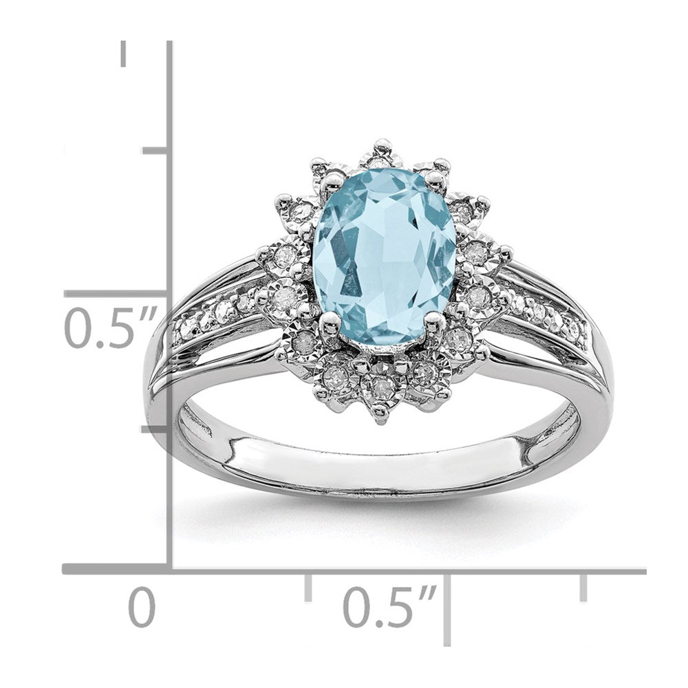Sterling Silver Rhodium Diamond u0026 Sky Blue Topaz Ring