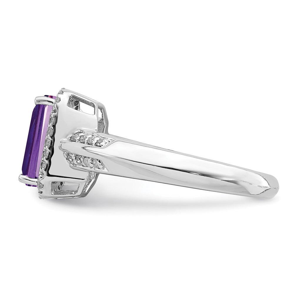 Sterling Silver Rhodium-plated Amethyst u0026 Diamond Ring