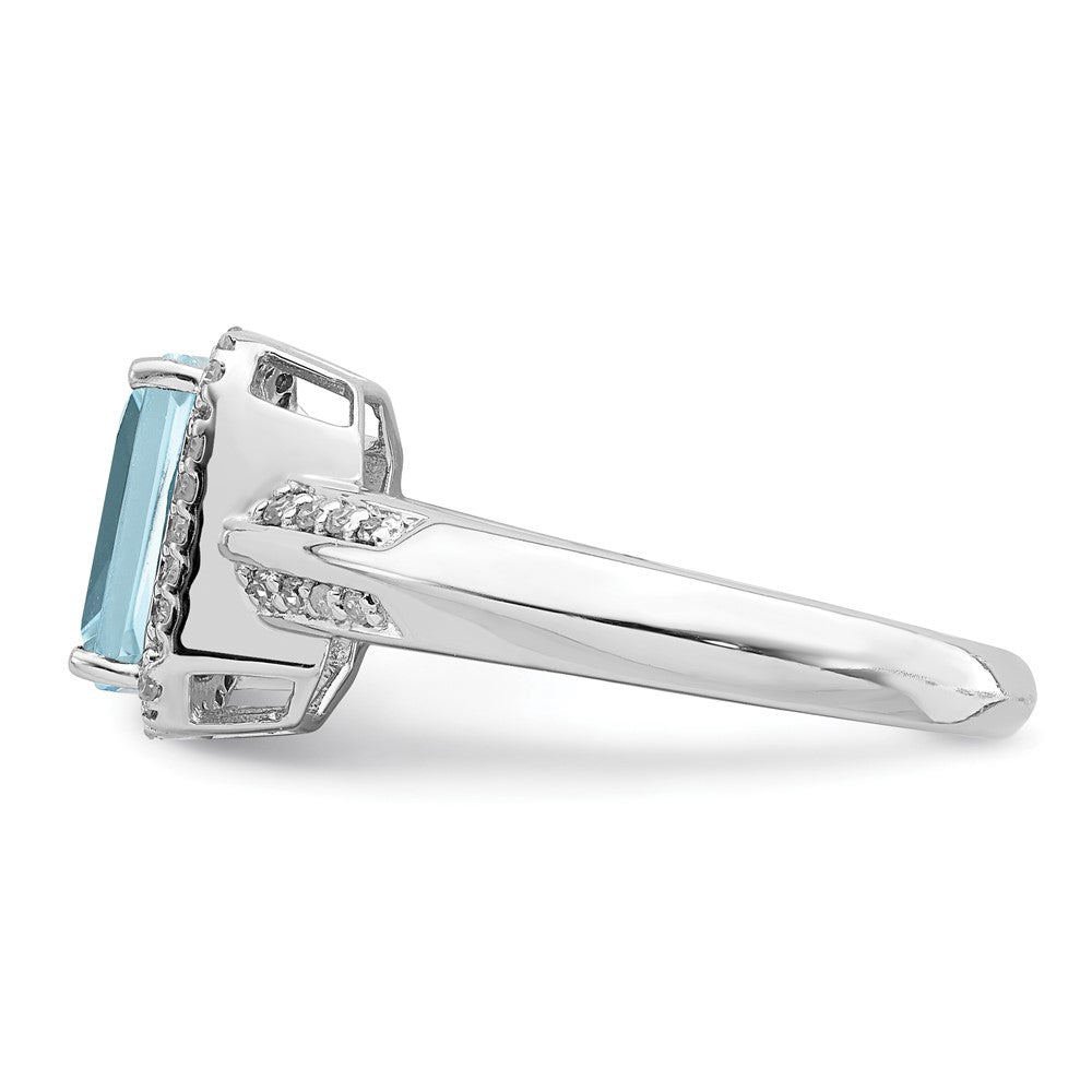 Sterling Silver Rhodium Diamond u0026 Sky Blue Topaz Ring