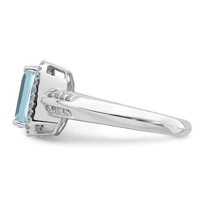 Sterling Silver Rhodium Diamond u0026 Sky Blue Topaz Ring