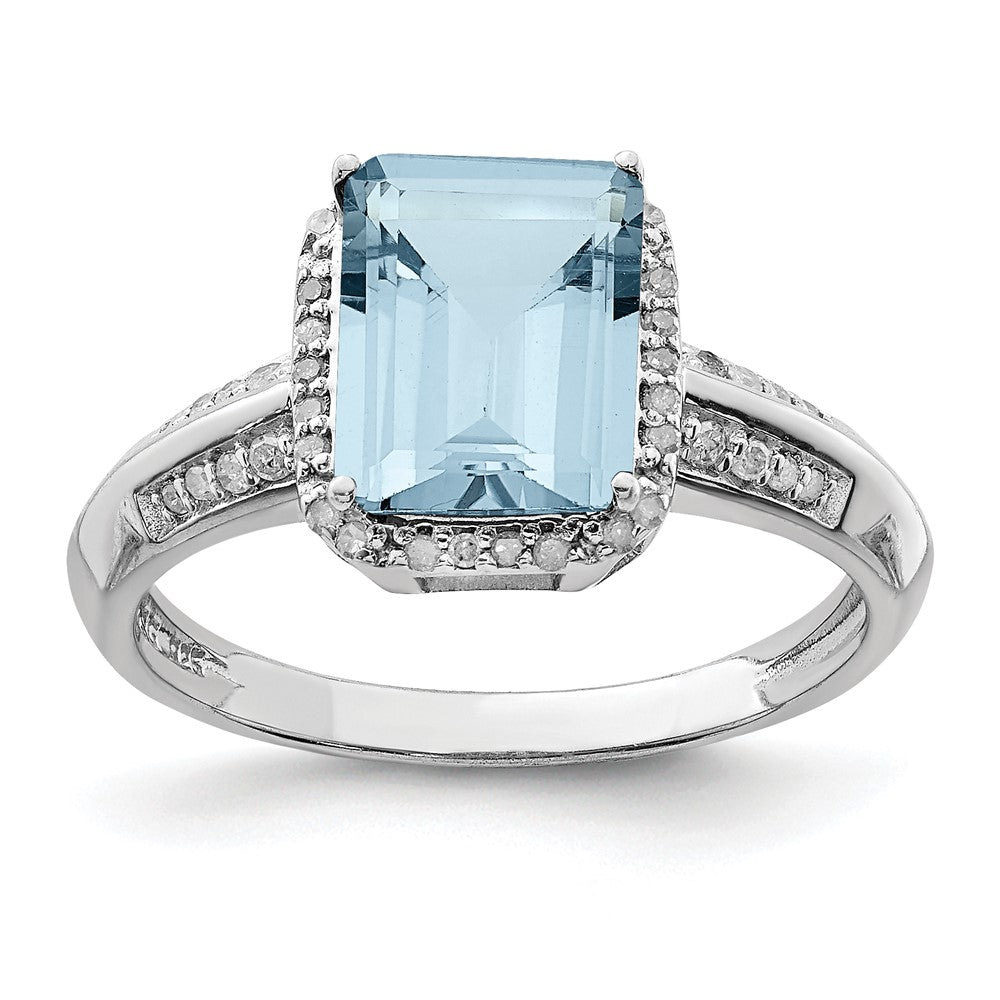Sterling Silver Rhodium Diamond u0026 Sky Blue Topaz Ring