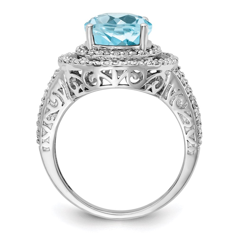 Sterling Silver Rhodium Diamond u0026 Sky Blue Topaz Ring