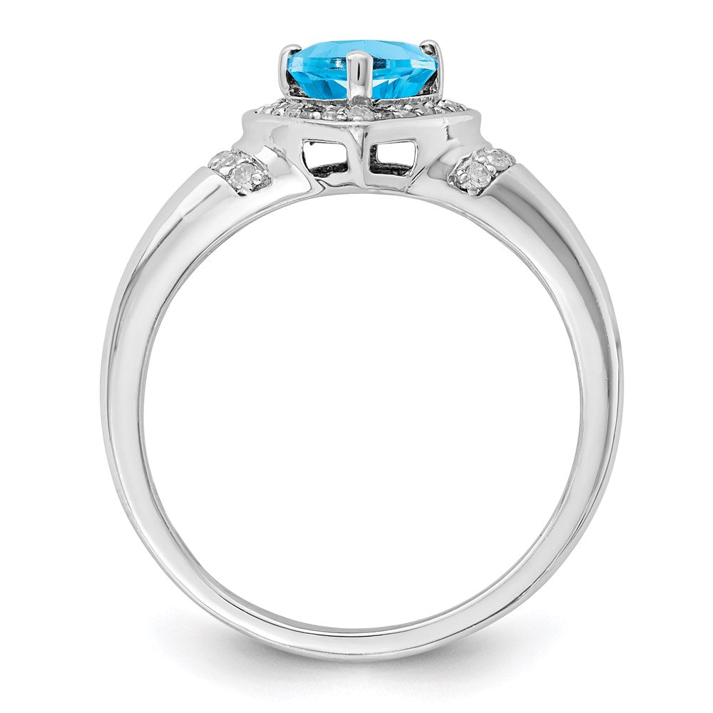 Sterling Silver Rhodium Blue Topaz u0026 Diamond Ring