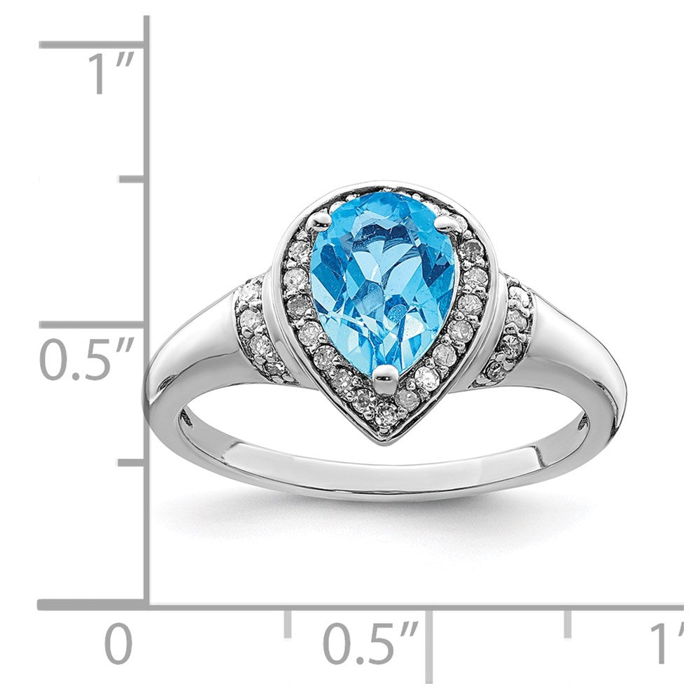 Sterling Silver Rhodium Blue Topaz u0026 Diamond Ring