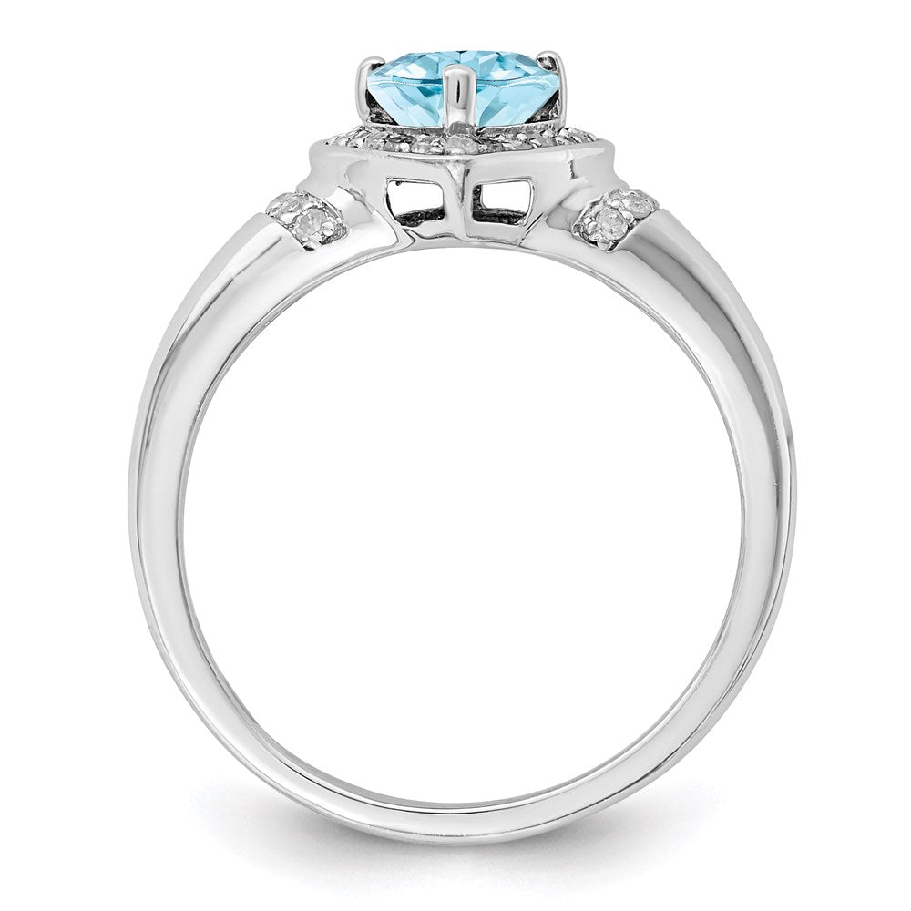 Sterling Silver Rhodium Diamond u0026 Sky Blue Topaz Ring
