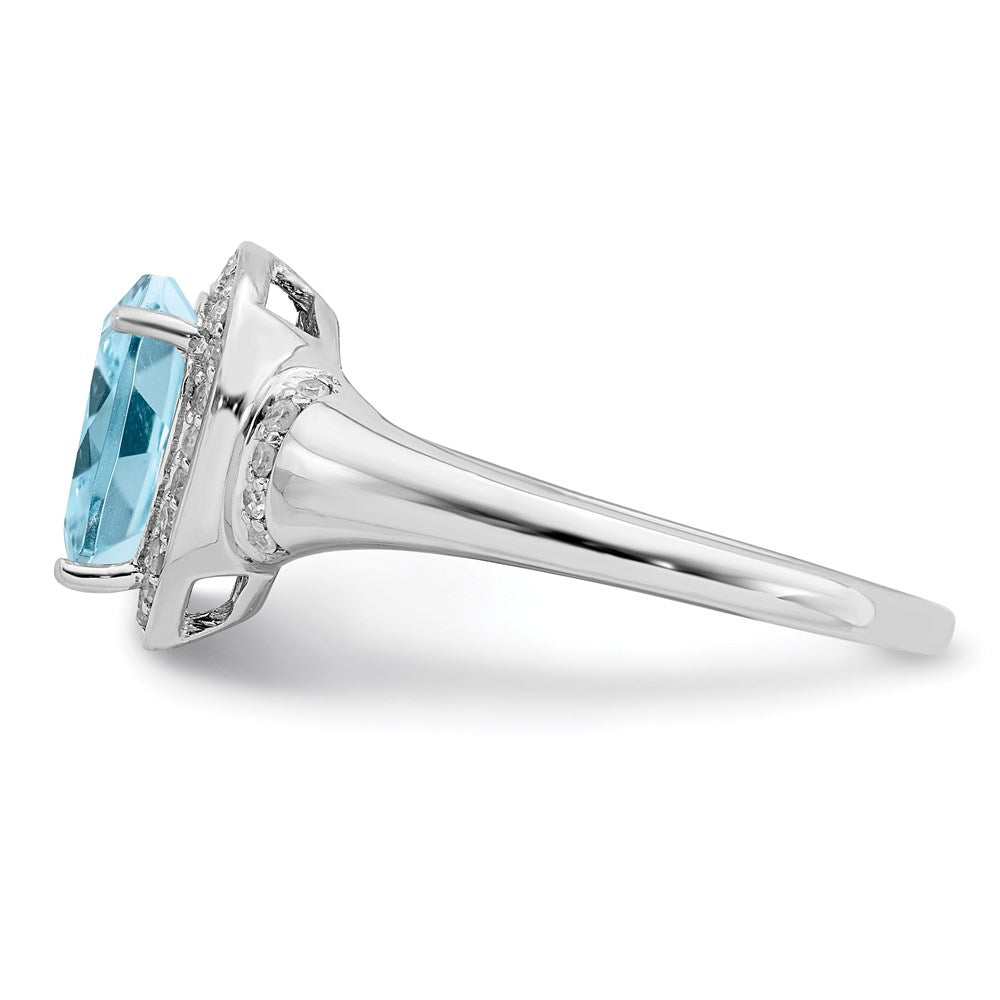 Sterling Silver Rhodium Diamond u0026 Sky Blue Topaz Ring