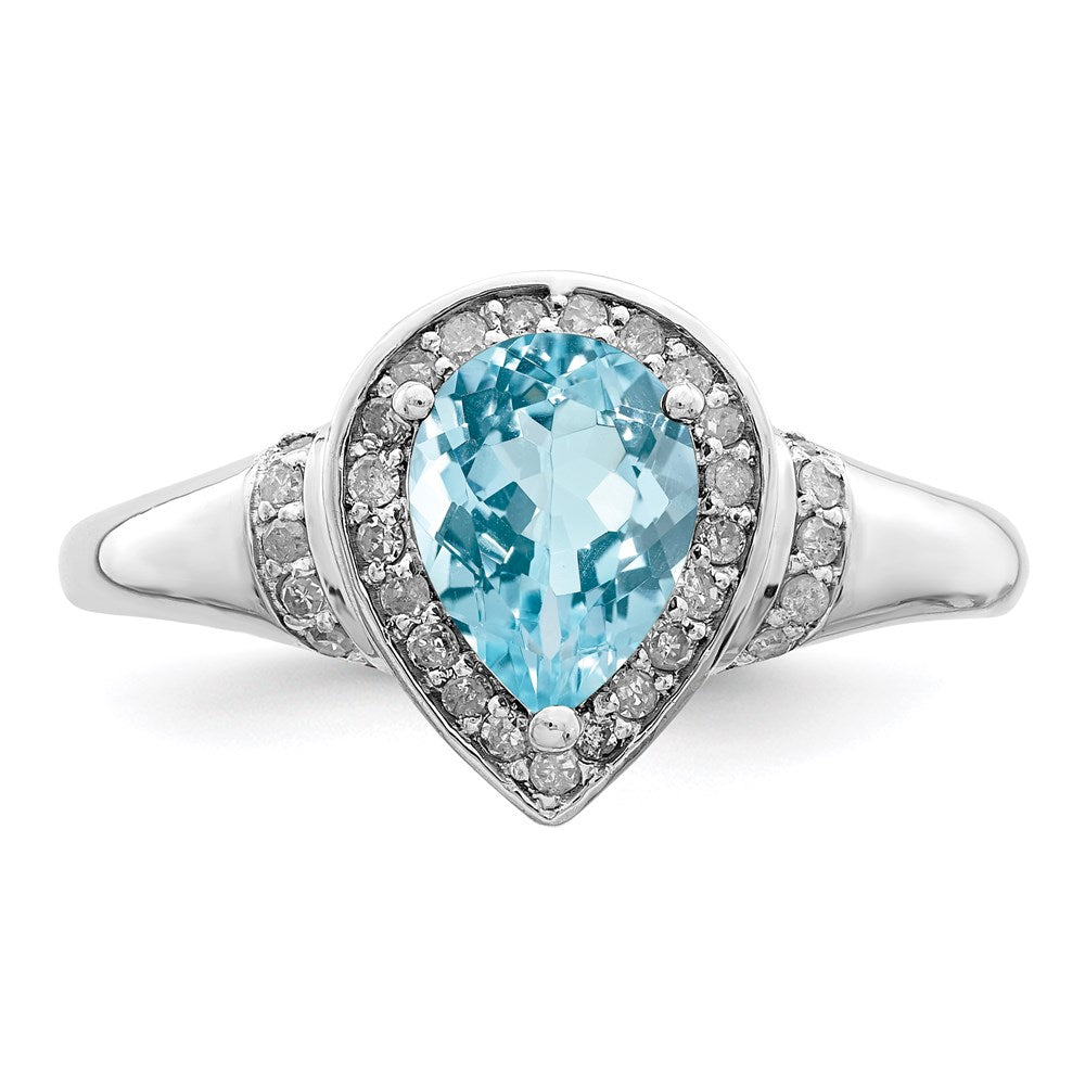 Sterling Silver Rhodium Diamond u0026 Sky Blue Topaz Ring
