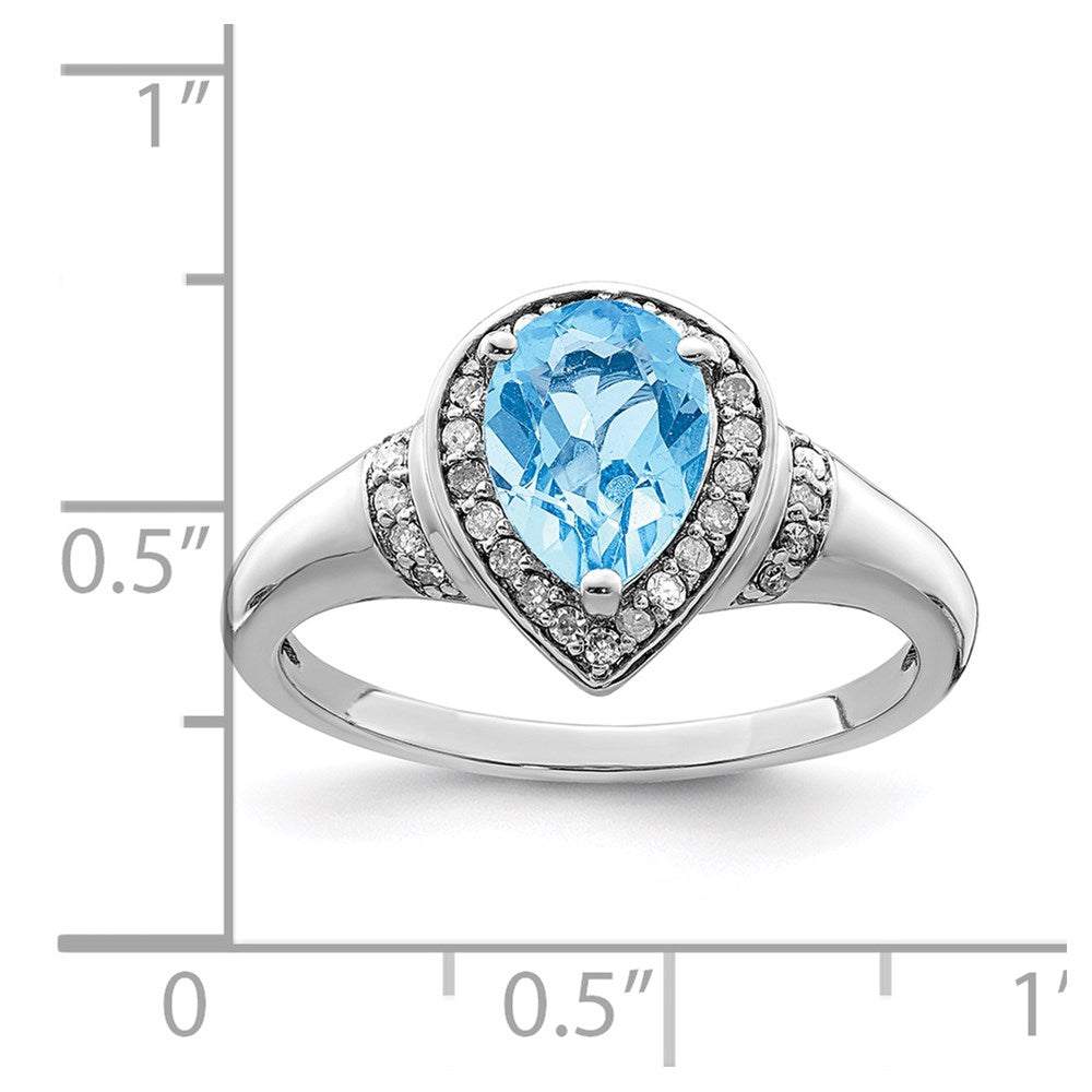 Sterling Silver Rhodium Diamond u0026 Sky Blue Topaz Ring