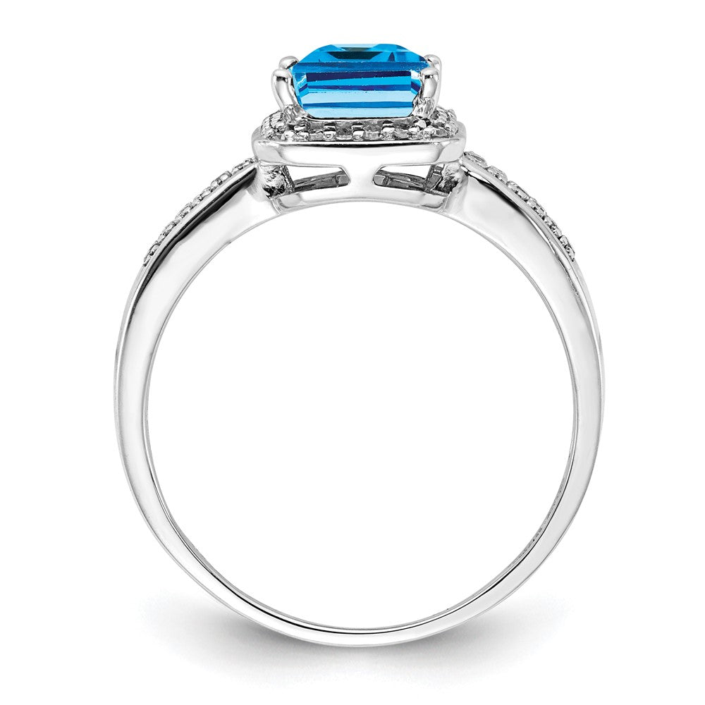 Sterling Silver Rhodium Blue Topaz u0026 Diamond Ring