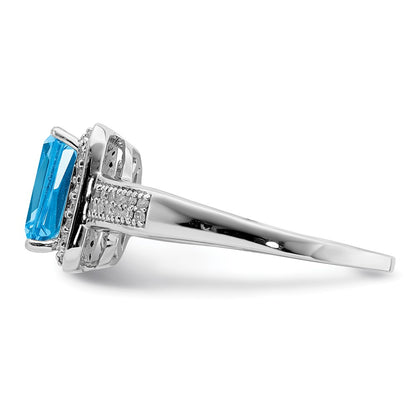 Sterling Silver Rhodium Blue Topaz u0026 Diamond Ring