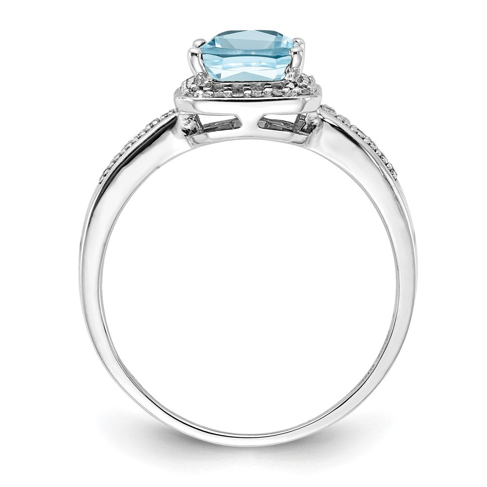 Sterling Silver Rhodium Diamond u0026 Sky Blue Topaz Ring