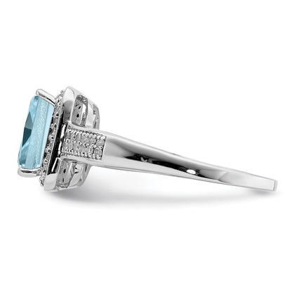 Sterling Silver Rhodium Diamond u0026 Sky Blue Topaz Ring